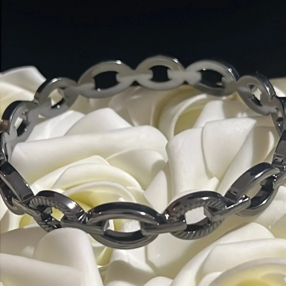 Gun metal colored link bangle bracelet, beautiful - Picture 1 of 3